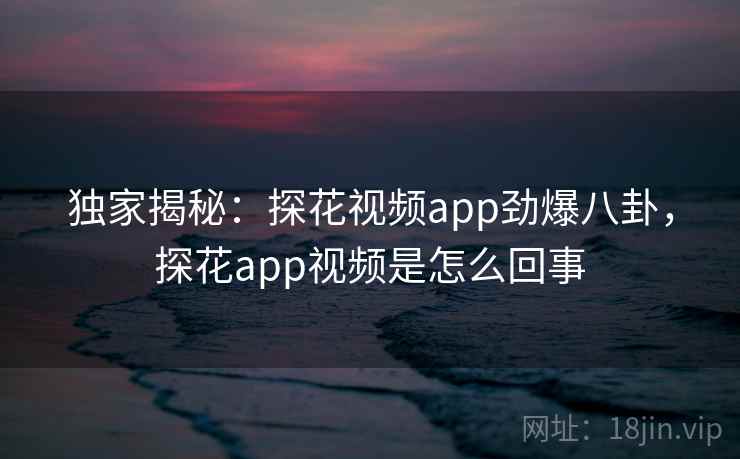 独家揭秘：探花视频app劲爆八卦，探花app视频是怎么回事
